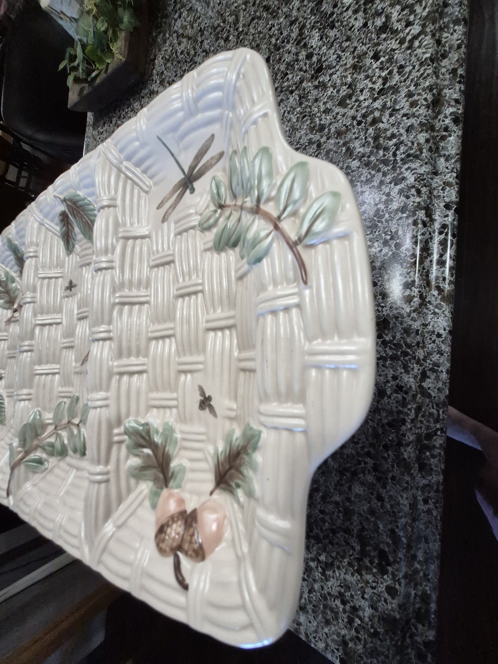 Pfaltzgraff Naturewood Oval Platter in Cream and Green Mark - Picture 11 of 16